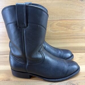 Rudel Roper Western Mens Boots 9.5 E black Leather Short Pull On Casual Ranch